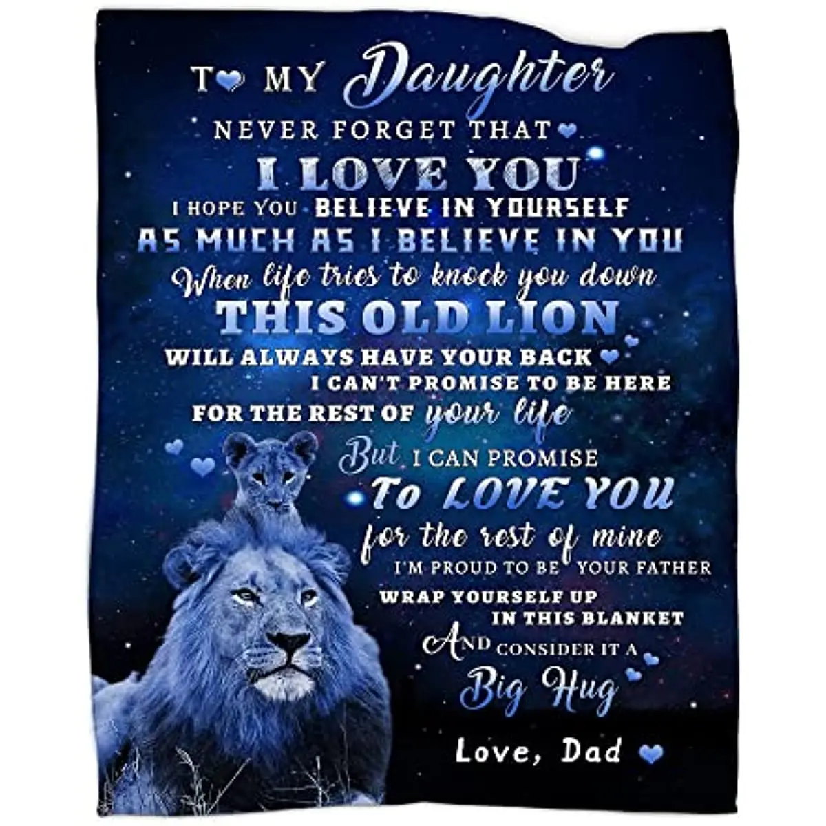 

to My Daughter Blanket from Dad, Lion Blanket to My Daughter, Birthday for My Daughter Super Soft Cozy Flannel Throw Blanket
