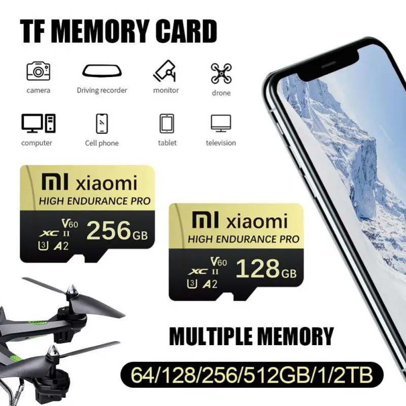 Оригинальная карта памяти Xiaomi 128 ГБ 256 512 Micro TF SD 1 ТБ 2 V30 высокоскоростная камера