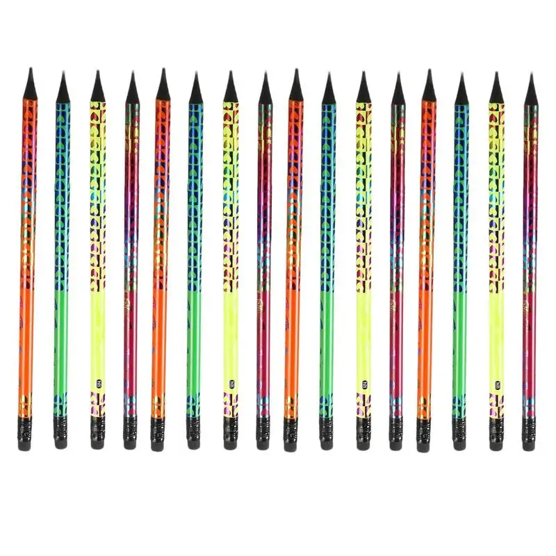 S For Kids Peach Heart Neon Drawing Pencils Black 12pcs School Supplies Multifunctional With Erasers Gift For Kids Writing