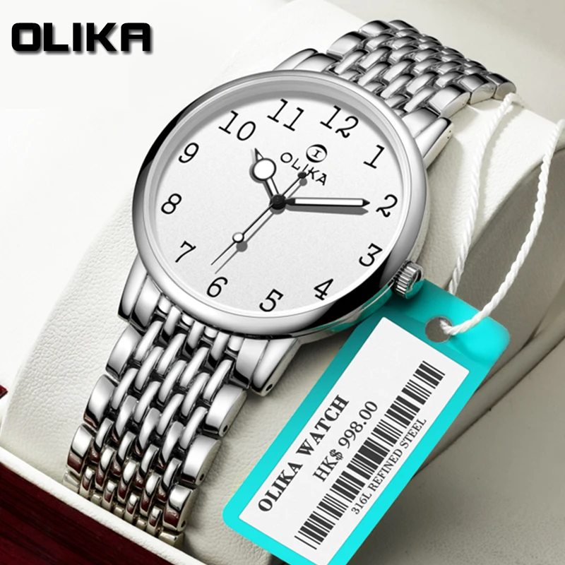 2023 OLIKA Luxury Stainless Steel Couple Watches Fashion Quartz Watch for Men and Woman Lover's Wristwatch Relogio Masculino