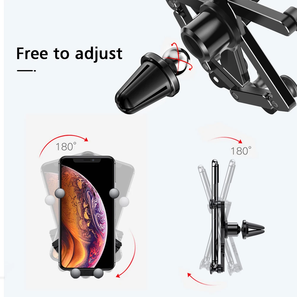 OATSBASF Gravity Car Phone Holder Support GPS Air Vent Clip Mount For iPhone 13 12 Pro Max Xiaomi Redmi Samsung Cell Phone Stand