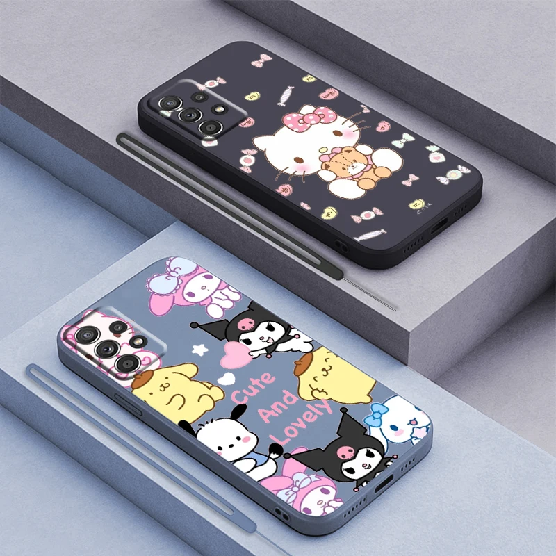 

Kuromi Melody For Samsung Galaxy A73 A54 A34 A53 A33 A52 A32 A22 A71 A51 A21S A03S 4G 5G Liquid Rope Phone Case Coque Capa Cover