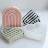 diy art geometric rainbow u shaped arch candle silicone mold handmade craft aromatherapy candle soy wax mould home decor