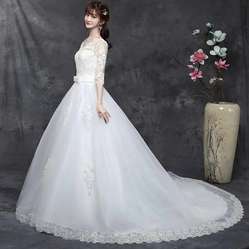 

Cap Sleeve Wedding Dresses Lace Vestidos De Novia Customer Made Size Sexy Split Skirt Ball Gowns Bridal