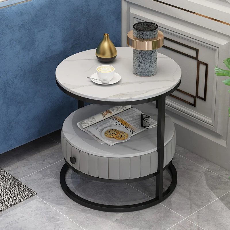 

Round Luxury Marble Bedside Table Modern Minimalist Ins Cheap Round Bedside Cabinets Bedroom Small Apartment Nightstand Home