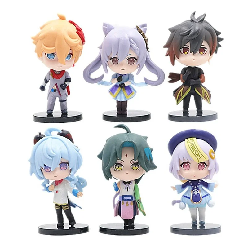 

8/10CM Mini Genshin Impact Action Figures Set Anime Game Genshin Impact Keqing Amber Klee Mona Ganyu Figma Figurine Model Toys