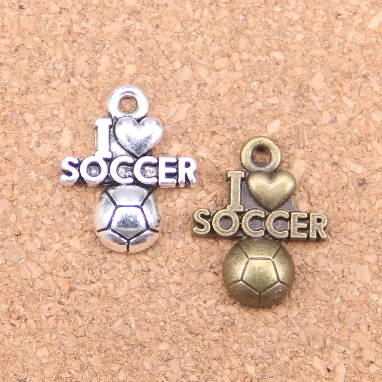 

76pcs Charms I Love Soccer 20x16mm Antique Pendants,Vintage Tibetan Silver Jewelry,DIY for bracelet necklace