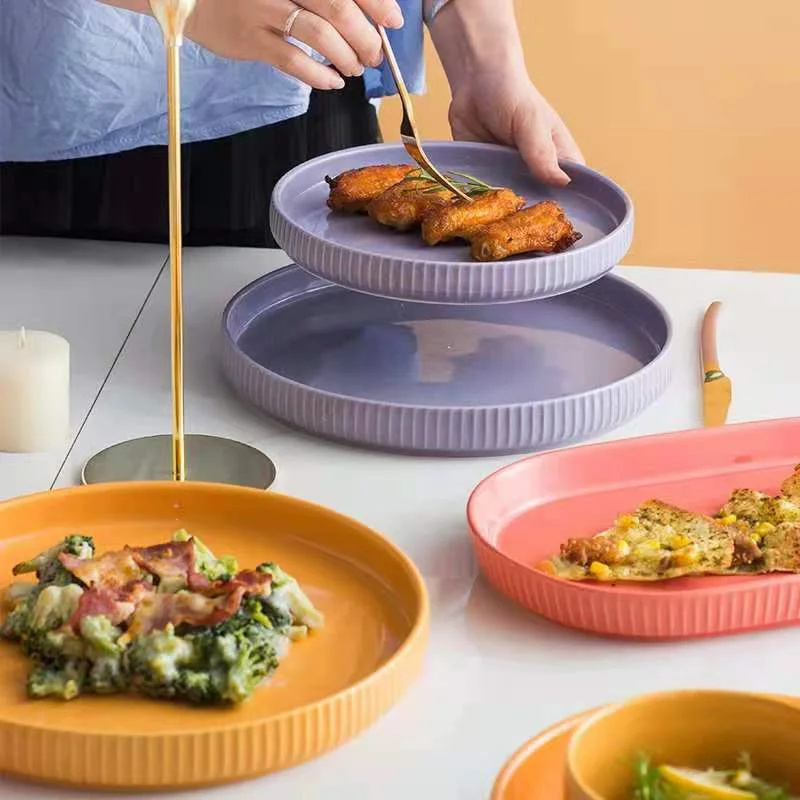 

Creative Plate Platos Tableware Ceramic Assiettes Table посуда для Cервировки Decorativos Household Dishes Dinner Round Pure