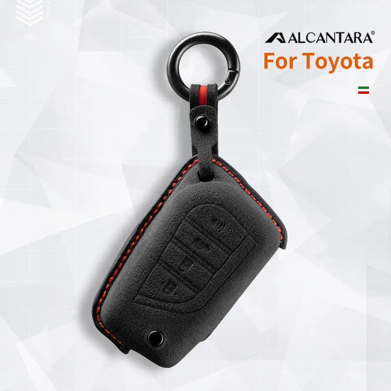 

Car Key Smart Remote Case Cover Alcantara Suede Shell For Toyota Corolla Camry 70 Prius C-HR Levin Reiz 4 Buttons Keychain