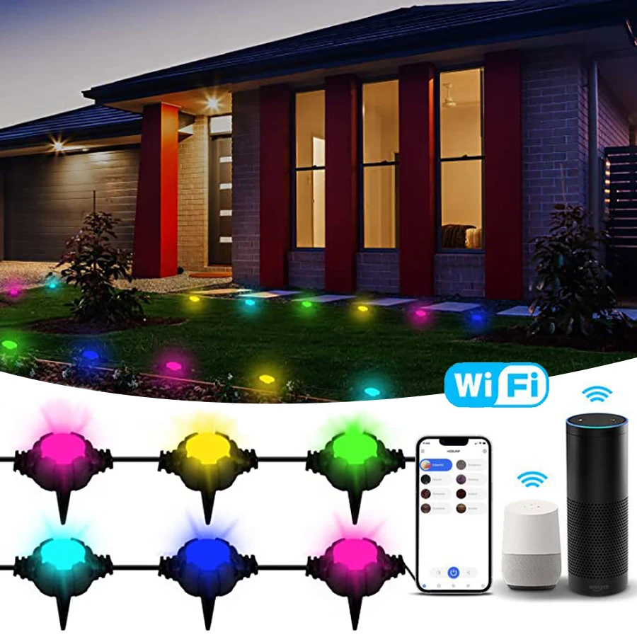 

Bluetooth RGB LED Lawn String Light IP67 Waterproof Buried Fairy Lamp With Remote Control 16LEDs Outdoor Courtyard Atmosphere