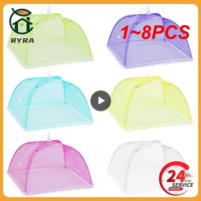 

1~8PCS Household Food Umbrella Cover Picnic Barbecue Party Anti Mosquito Fly Resistant Net Tent For Kitchen Dinner Table YJN