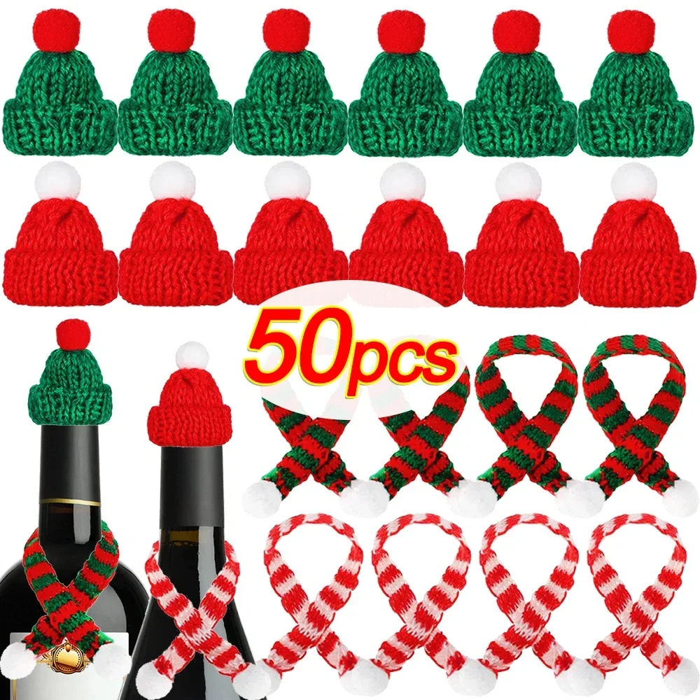 10/50 шт. мини-рождественские вязаные шапки маленькая вязаная шапка шарф крышка для