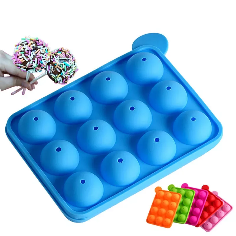 

NEW2022 12 hole silicone cake pop-up mold spherical mold silicone lollipop chocolate cake baking ice tray tool