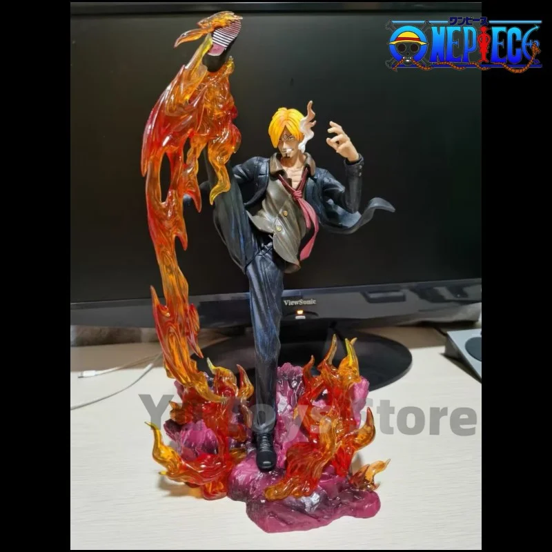 

34cm Anime Figures One Piece Sanji Figure Leg Fire Battle Sanji Gk Figurine Pvc Statue Model Doll Collectible Ornament Toys Gift