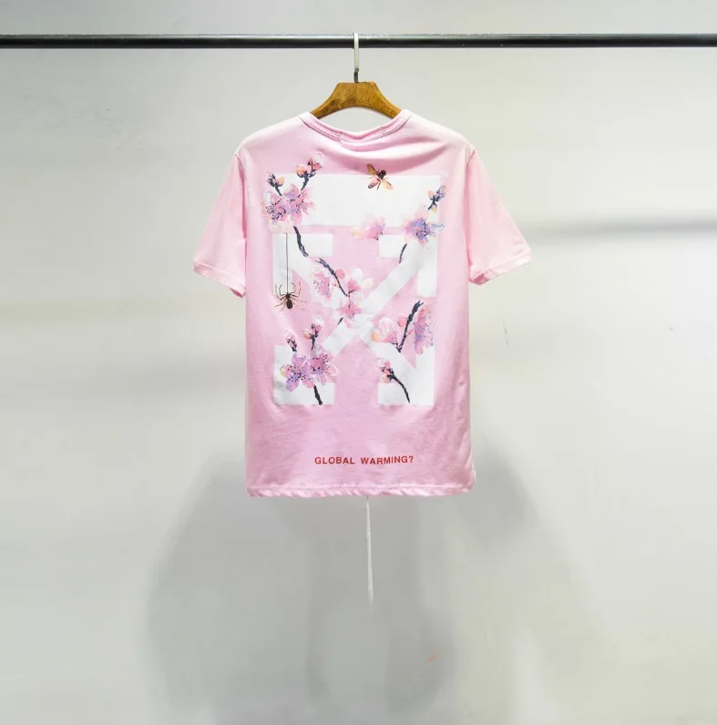 

2023 OFF Print High Quality Summer Men's Blue T-shirt 100% Cotton Short Sleeve Top Relaxed Casual Men White Fashion Label