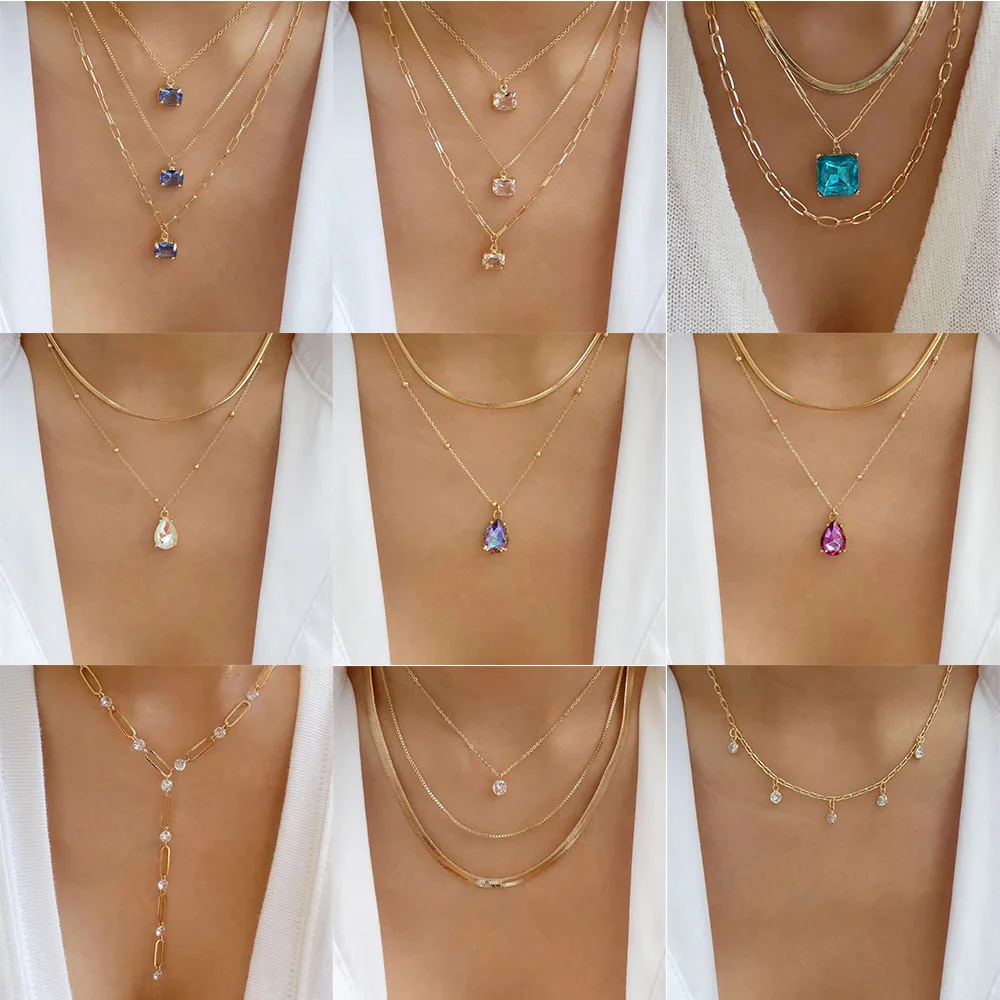 Ожерелье с квадратной подвеской в виде капли