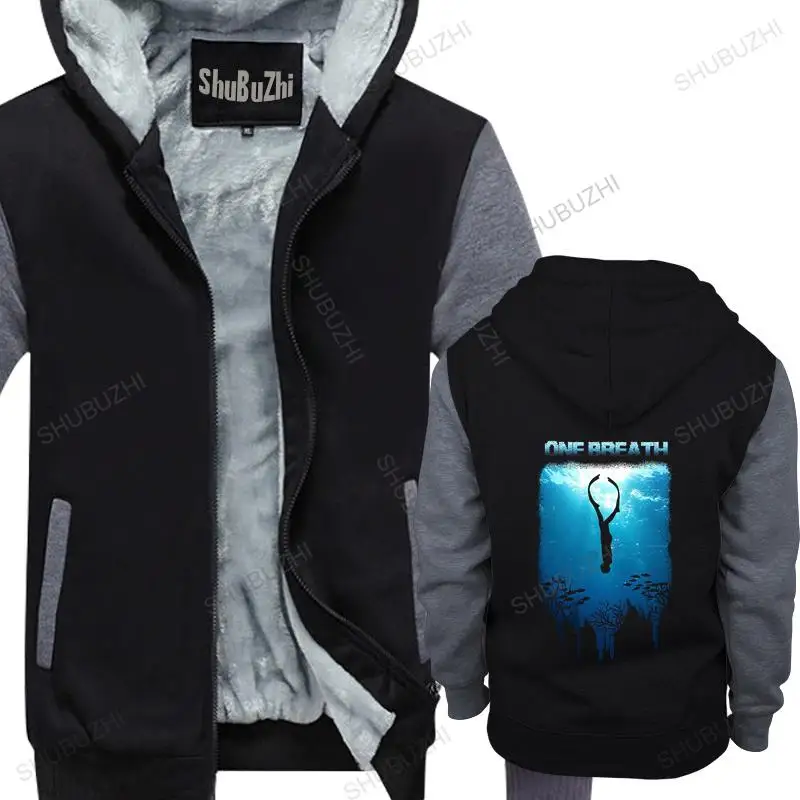

Men streetwear hooded zipper Freediving One Breath Dive Apnoe Ocean Sea mens shubuzhi fleece hoodies