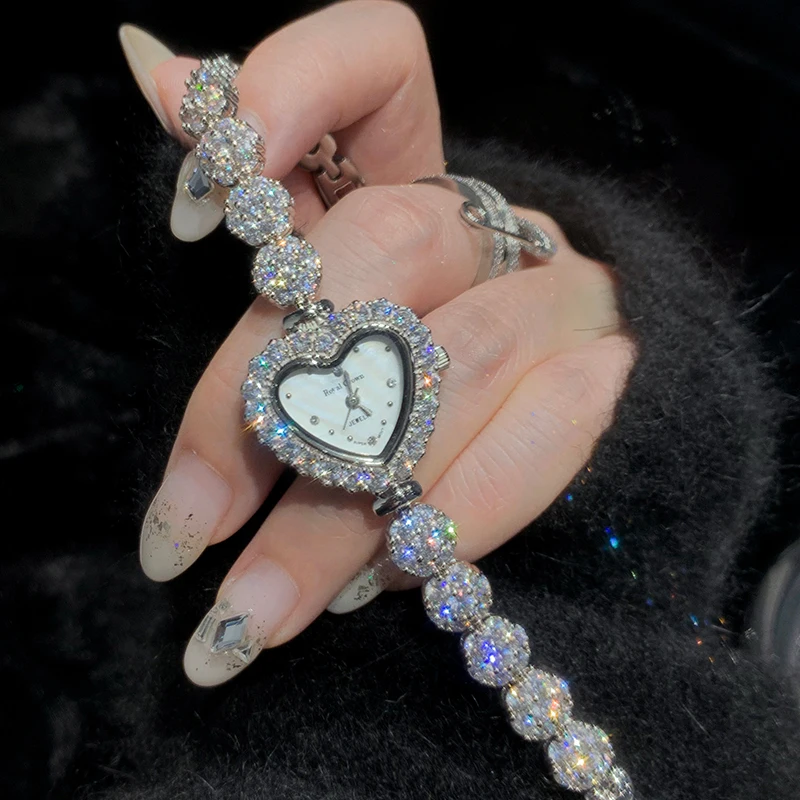 Heart Shell Lady Women's Watch Royal Crown Hours Fashion Dress Bracelet Luxury Rhinestones Bling CZ Girl Birthday Gift Box