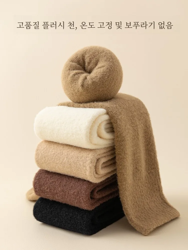  Женские чулки выше колена из ангоры осенне-зимние теплые на флисовой подкладке