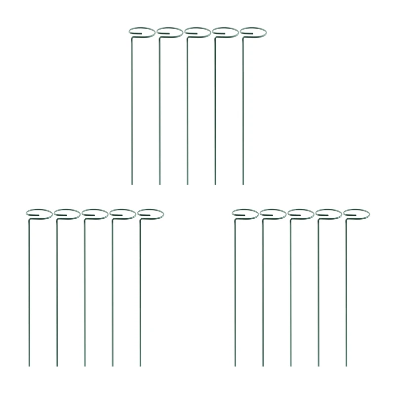 

Hot YO-15Pack Garden Plant Support Stakes Single Stem Support Stake Plant Cage Support Rings Flowers Stem Upright Plant Growing