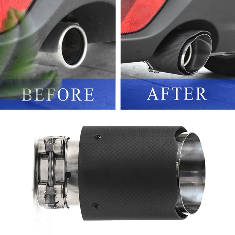 

Real Carbon Fiber 51/57/63/76MM Universal Car Exhaust Tip End Muffler Tails Pipe Decoration Straight Matte Black Car Tuning