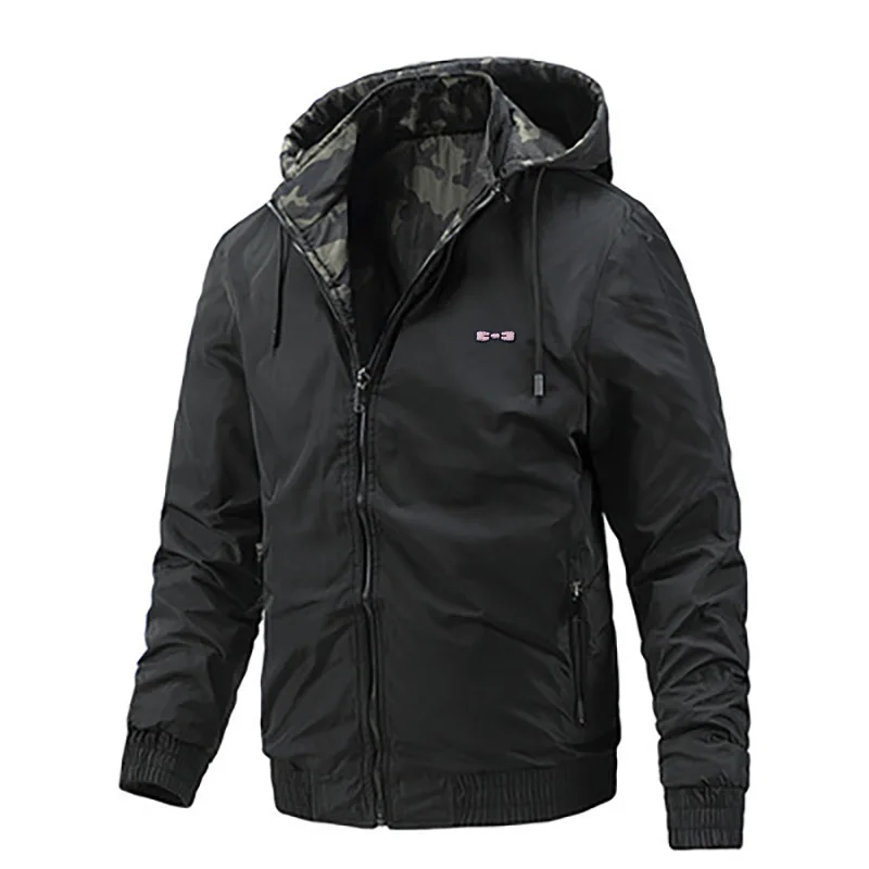 

Men Casual Hooded Jacket On Both Side Hombre Fashion Windproof Coats Male Jacket High Quality Outerwear Homme Coat