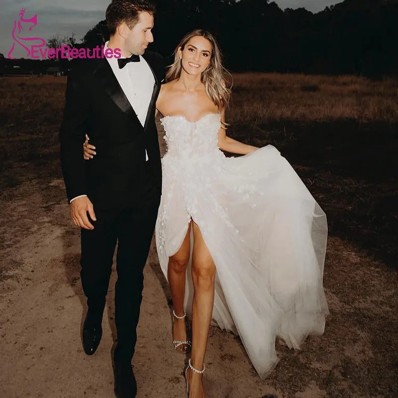 

Свадебные платья в стиле бохо для невесты, Тюлевая аппликация, женское платье-трапеция, элегантные платья для женщин, платье для сердца