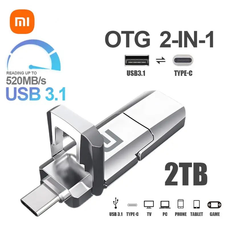 

XIAOMI OTG Type-C And Computer USB3.1 2-in -1 Flash Drives 16/32/64/128/256/512G Memory Stick USB 1T 2T Pendrive For Android PC