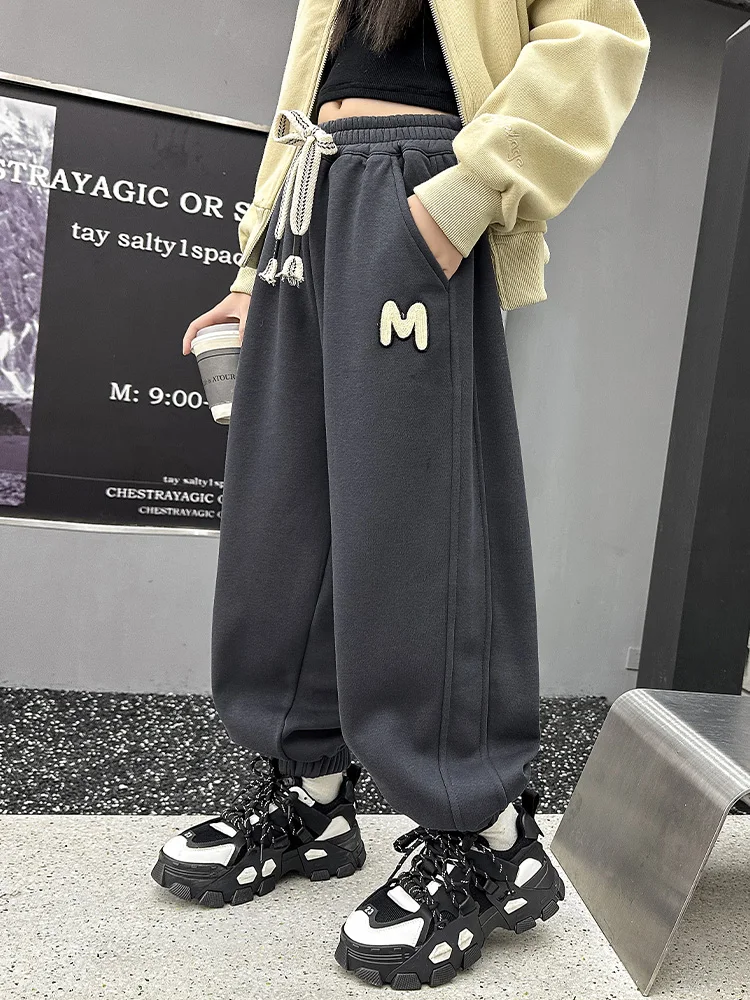 Женские утолщенные брюки на флисовой подкладке для детей старшего возраста