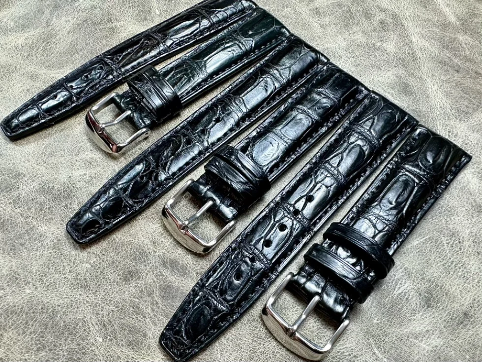 New Style Rare 20mm 21mm 22mm Black Premium Strap Crocodile Skin Leather Belt Genuine Leather Men Replace Watchband Watch Chain