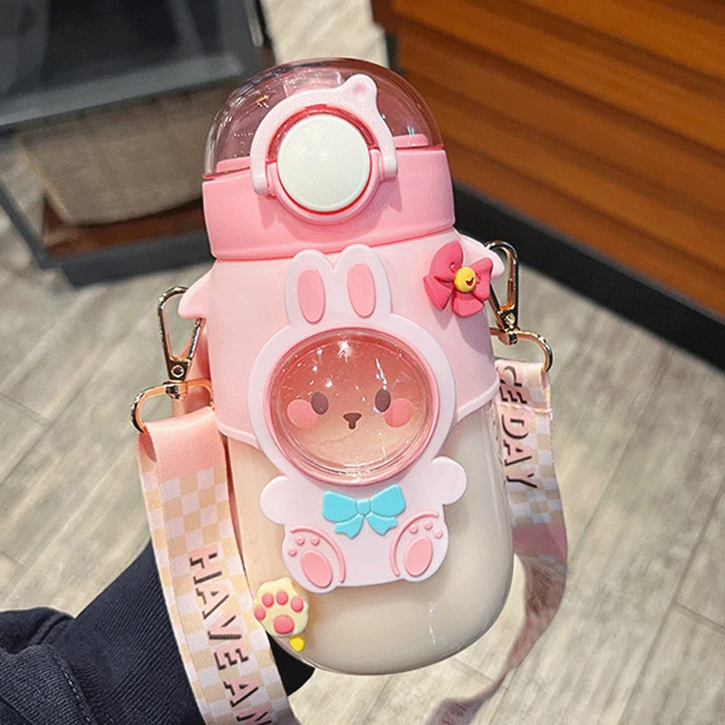 

Детская бутылка для воды, соломинка с наклейками, симпатичная летняя пластиковая чашка, портативные бутылки для девочек для студентов, школы, путешествий