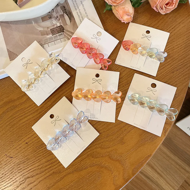 

Barrettes Sweet Loving Heart Cute Girl Heart Candy Color Peach Heart Hairpin Hair Ornaments Headdress