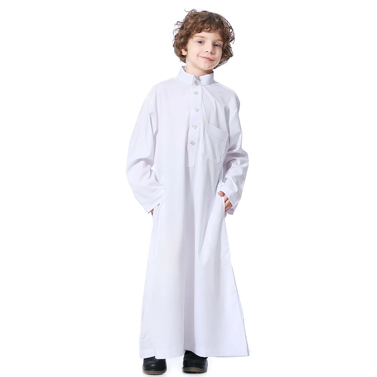 2022 Muslim Robe Teenager Kids Saudi Arabia Pakistan Boy  Middle East Full Sleeve Jubba Islamic Clothing Men Party Thobe Kaftan