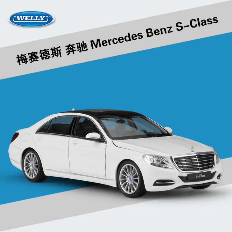 Модель спортивного автомобиля WELLY 1:24 Mercedes Benz S-Class модель литая из сплава вращение