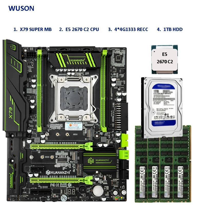 Лидер продаж! Супер материнская плата HUANANZHI X79 с процессором Xeon E5 2670 2,6 ГГц и 4*4 Гб ОЗУ REG ECC SATA3 7200 ТБ HDD Dual M.2 SSD слоты