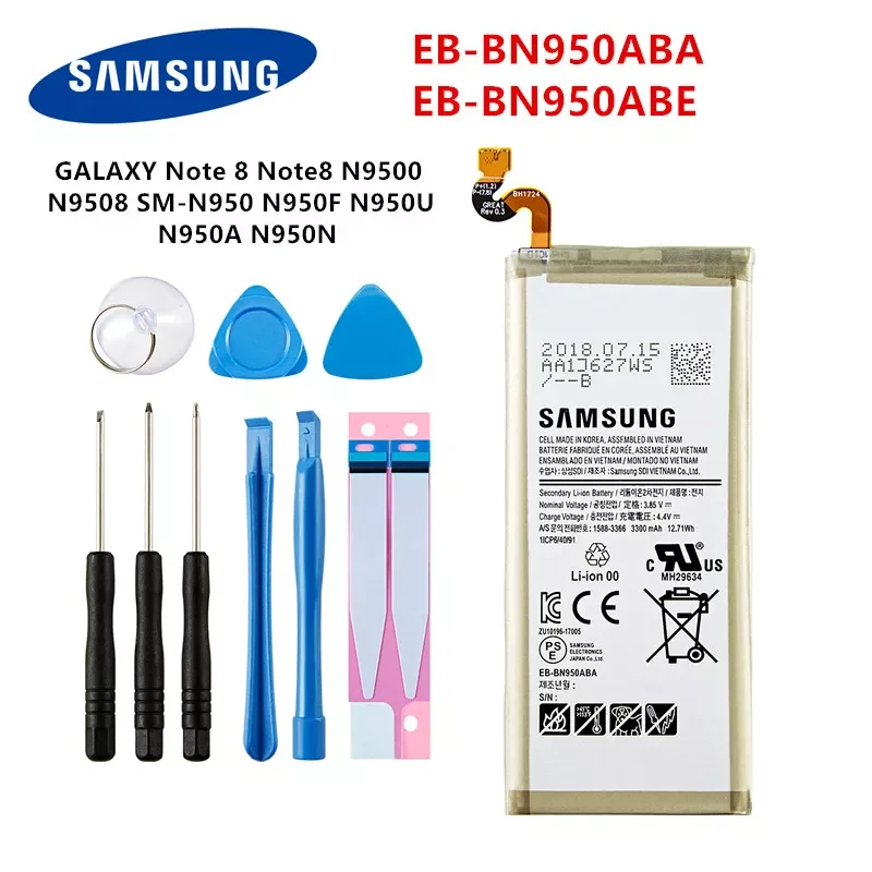 

Orginal EB-BN950ABA EB-BN950ABE 3300mAh Battery For Samsung GALAXY Note 8 N9500 N9508 SM-N950 N950F/U N950A N950N +Tools