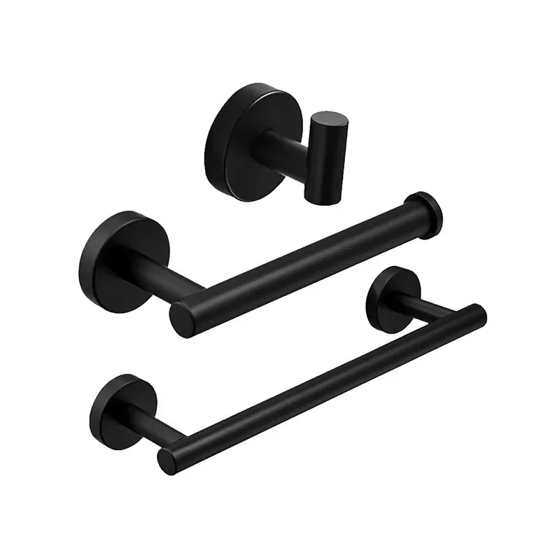 

Black Bathroom Hardware Set Towel Bar Rack Toilet Paper Holder Robe Hook Stainless Steel Gold Bathroom Accessories