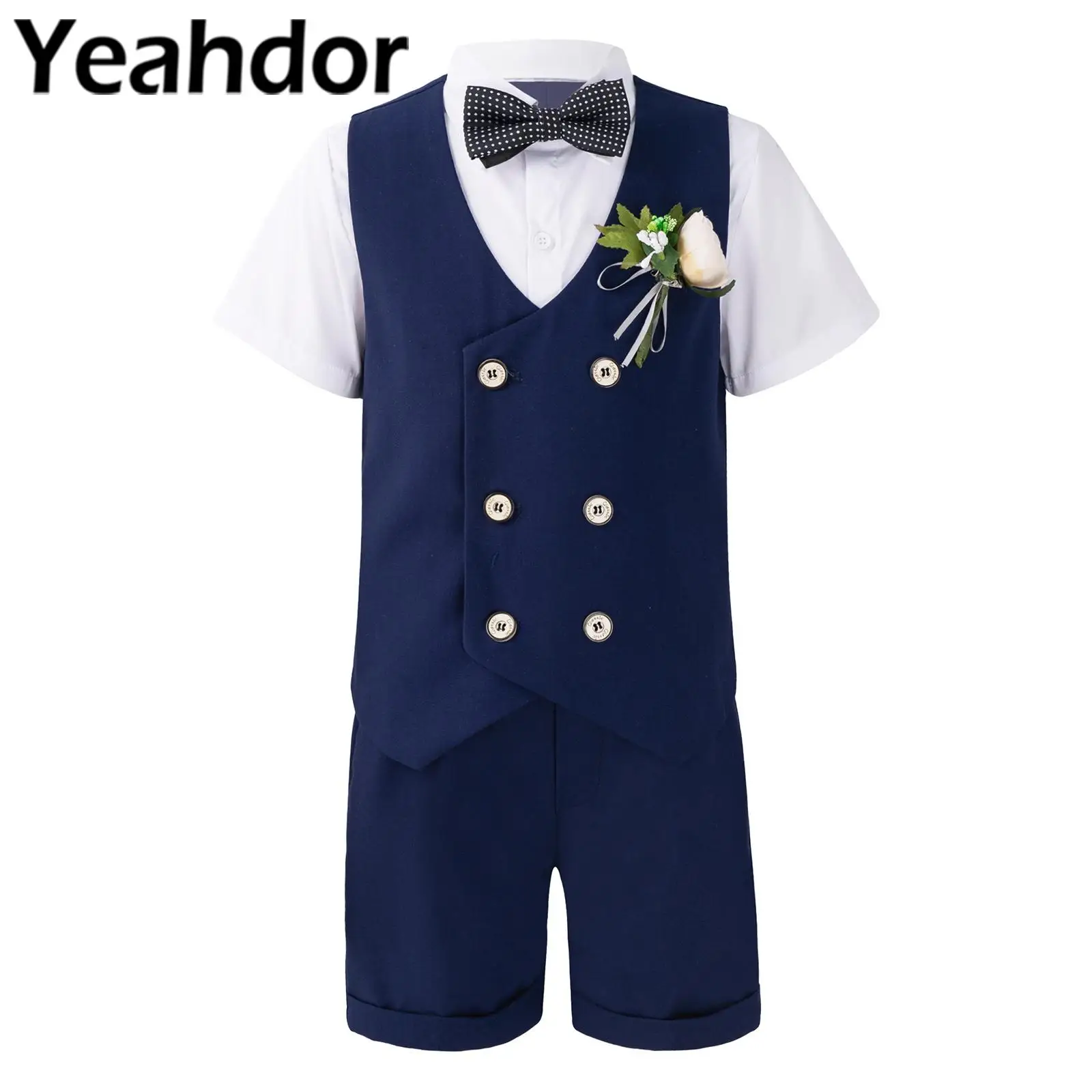 

Kids Boys Gentleman Suit Children Formal Dress Outfit Toddler Baby Christening Gown Set Baptism Wear Flower Boy's Wedding Suits