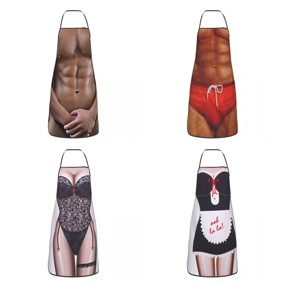 

Custom Bib Muscle Man Gym Body Art Apron for Men Women Unisex Adult Chef Kitchen Cooking Super Hero Tablier Cuisine Baking