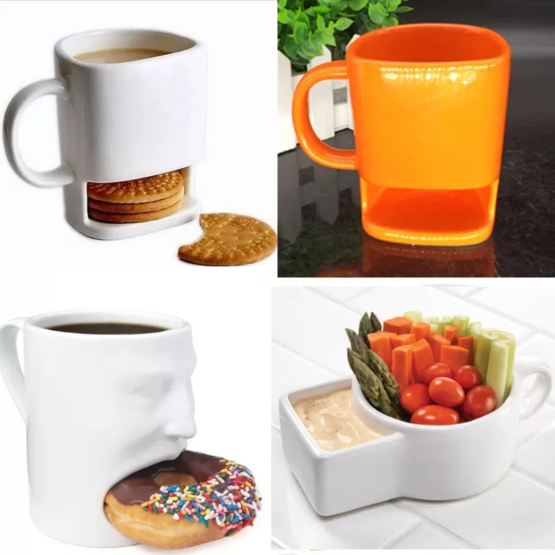 

350ML 3D Face Shape Coffee Mug Biscuit Cookie Dessert Pocket afternoon Tea Cups Ceramic Party Mugs Coffee Milk Drinkware