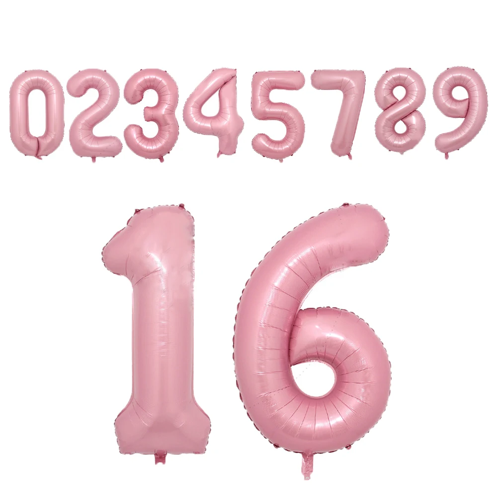 

16 Inch Pink Blue Foil Digital Number Balloons 0-9 Wedding Favors Happy Birthday Party Decoration Kids Baby Shower Banner Supply