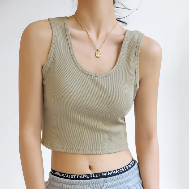 

Ribbed Women's Top Vest Slim Spring Korea Stylish Camisole Outfits Contrast Color Harajuku Summer Basic Female Tank Camis C4893