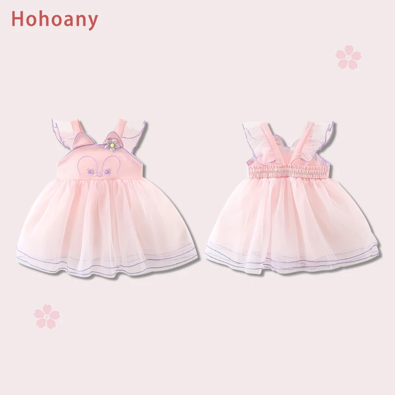 Hohoany Baby Girl Birthday Party Tulle Evening Dresses Summer Cute Bunny Toddler Children Clothes Sleeveless Mesh Kids Costume