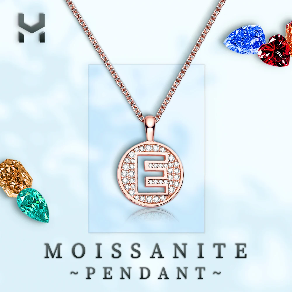 

Alphabet Chain Letter E 18k Rose Gold Plating 925 Sterling Silver Top Quality Trend Mosanite Diamond Fashion Jewelry For Women