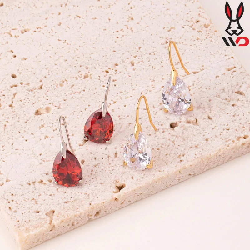 

Versatile Luxurious Water Drop Inlaid Glass Zircon Earrings For Women's Accessories