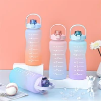 2l large capacity water bottle plastic water cup time scale frosted outdoor sports student cup for camping hiking cycling kettle