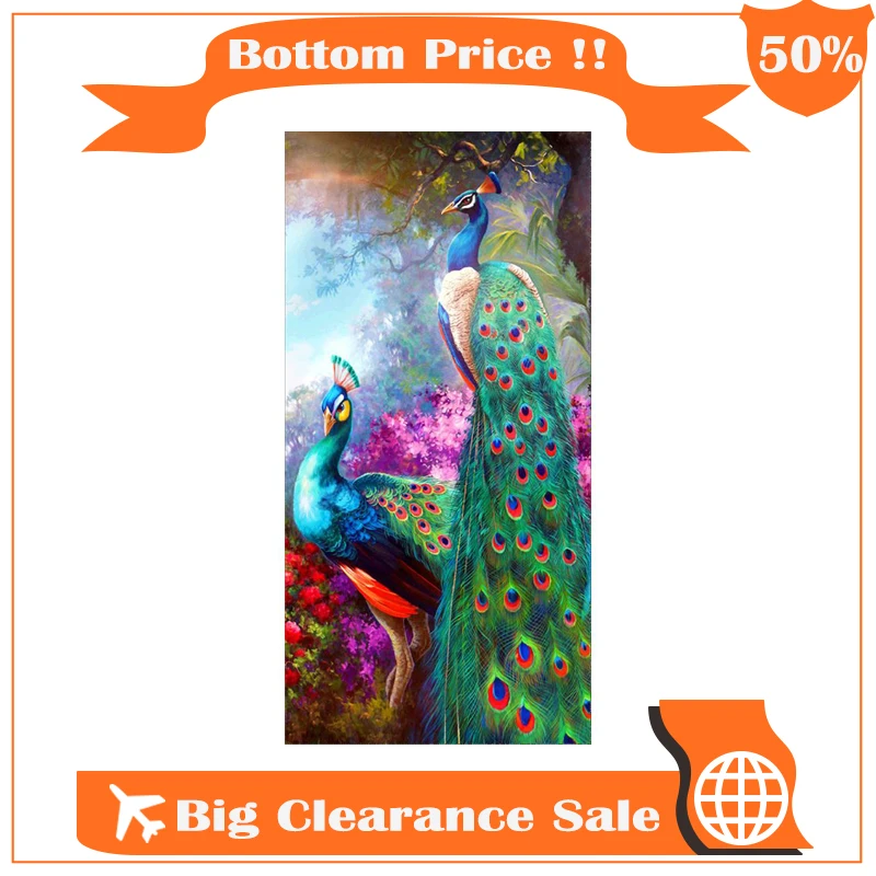 

Peacock DIY 5D Full Drill Diamond Painting Embroidery Cross Stitch Kit Rhinestone Home Decor Crafts