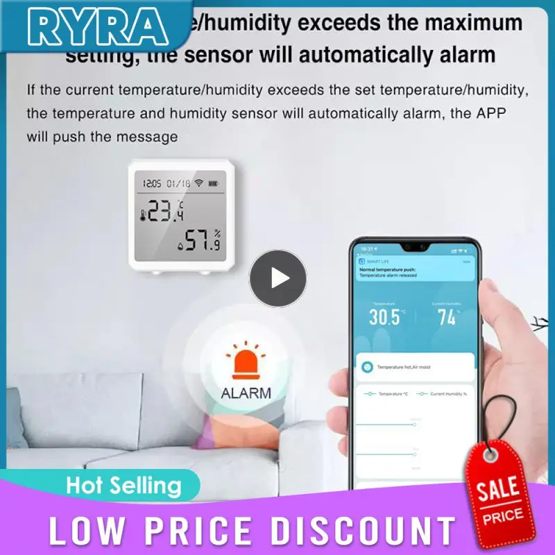 

1~8PCS Tuya Wifi Smart Temperature and Humidity Sensor with LCD Screen Digital Display Wireless Thermometer Work with Alexa