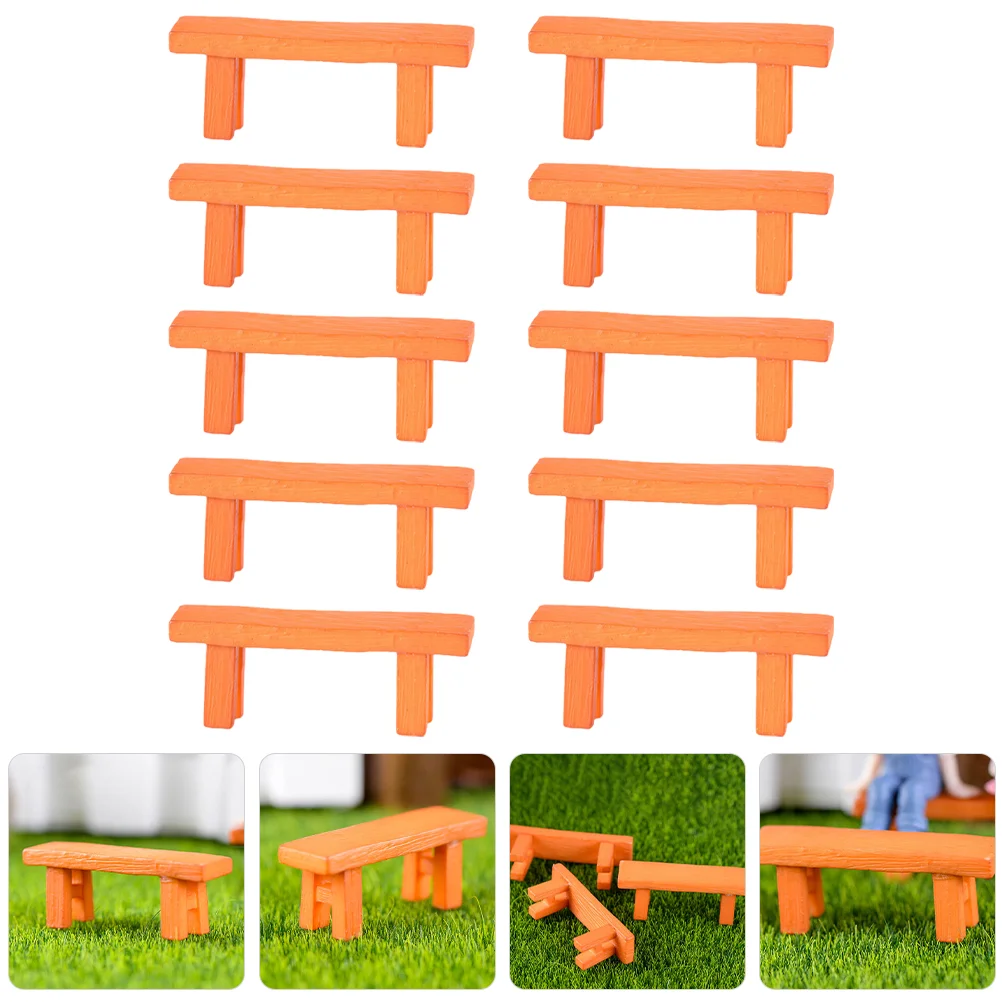 

10 Pcs House Accessories Miniature Chairs Stool Books Adornment Resin Furniture