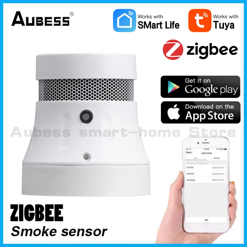 

Tuya ZIGBEE Fire Protection Smoke Sensor Highly Sensitive Smoke Detector Fire Alarm Home Security System Smoke Alarm Smokehouse